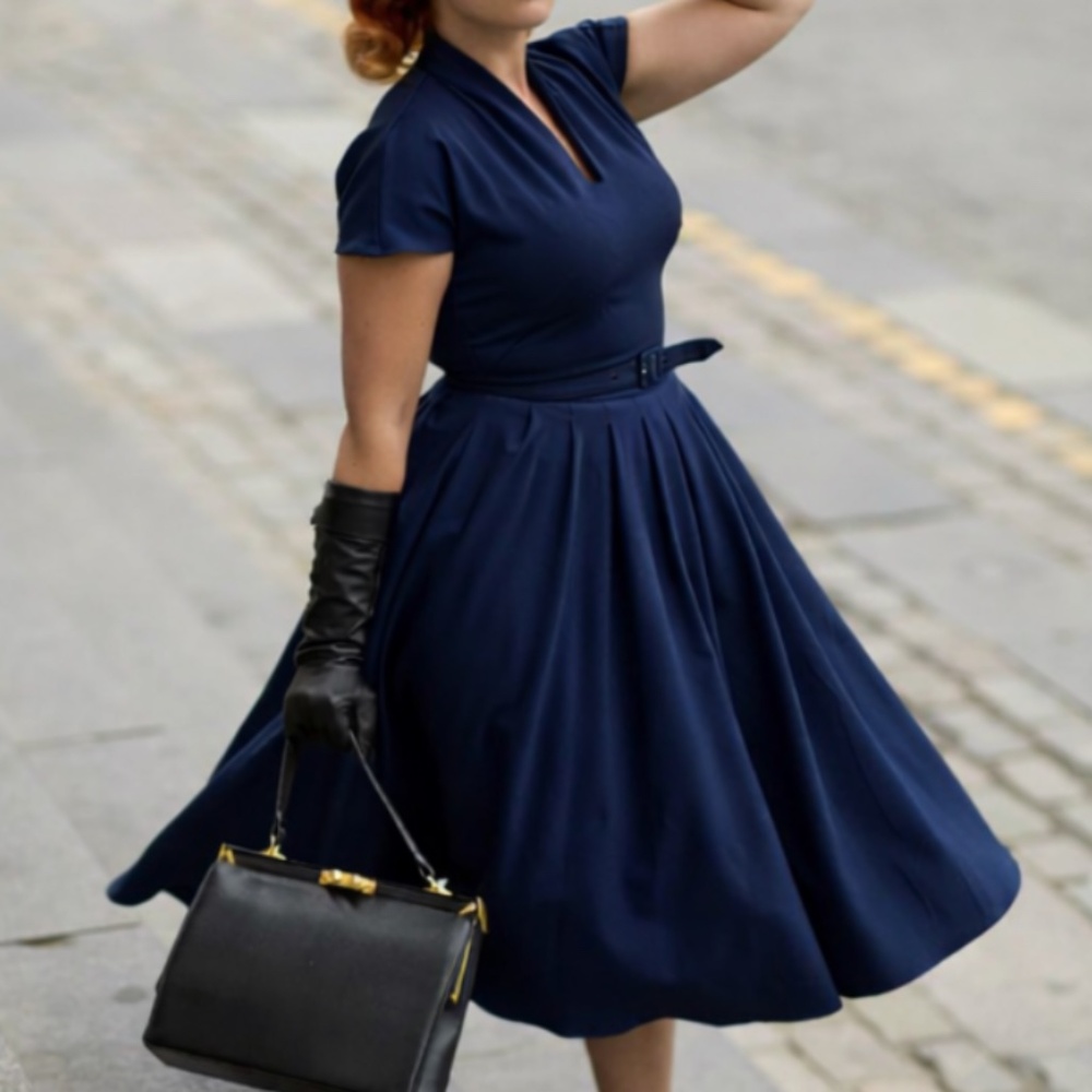 Miss Candyfloss Aemela 1950's New Look Navy Dress in Medium
